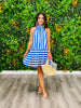 Royal Blue Striped Halter Mini Dress (Reg.)