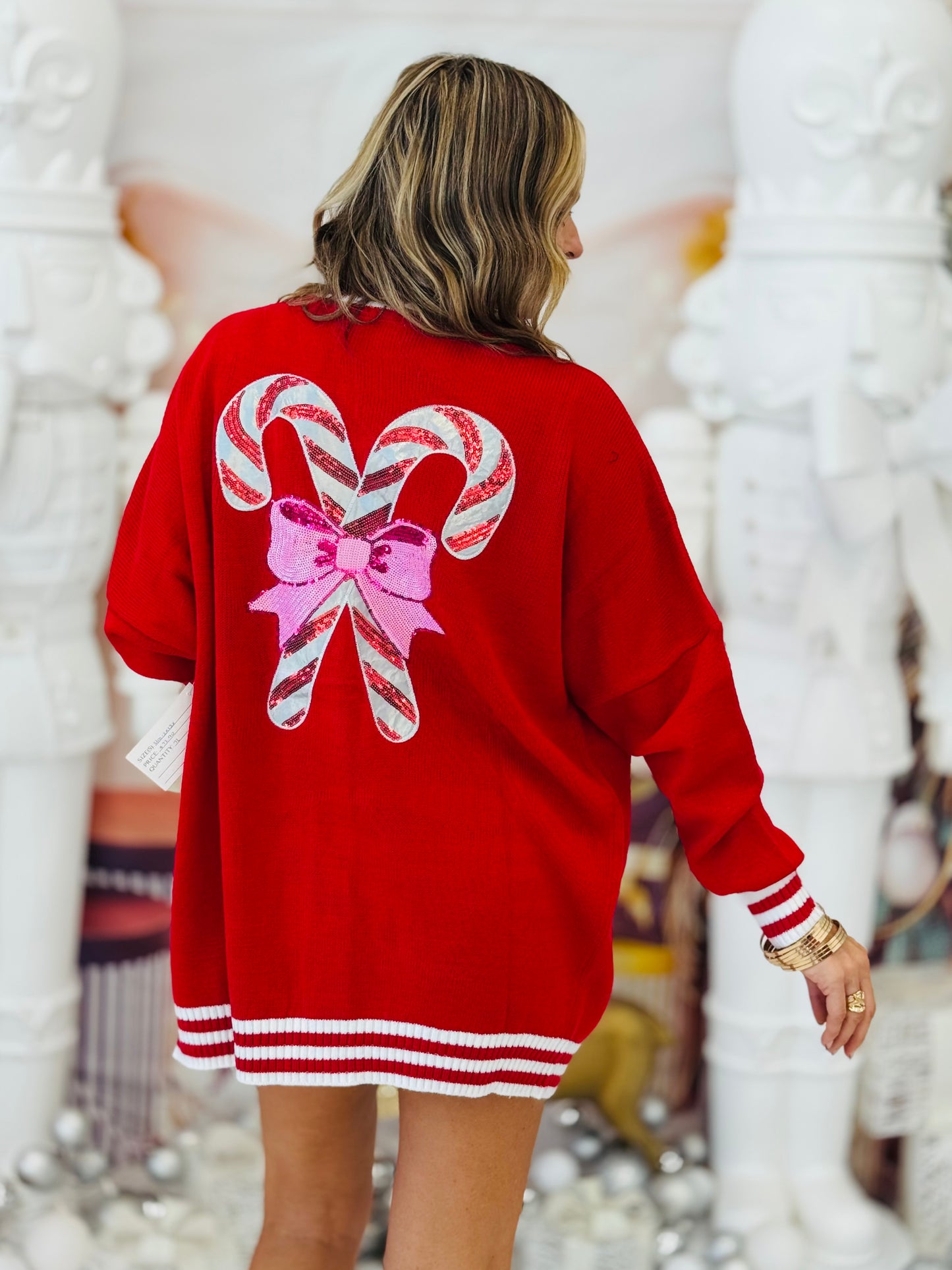 Candy Cane Relaxed Cardigan (Reg. and Plus)