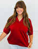 Maroon Butter Soft V-Neck Top (Reg. and Plus)