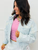 Lt. Denim Looped Trim Detailed Pleat Hem Jacket (Reg.)