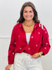 Wine Ribbon Cherries Hoodie Jacket & Shorts Set (Reg & Plus)
