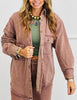 Rust-White Striped Denim Shacket (Reg.)