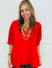 Red Sutton Button Up Top (Reg. and Plus)
