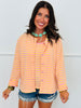 Pink/Yellow Striped Cami Top & Button Up Cardigan (One Size)