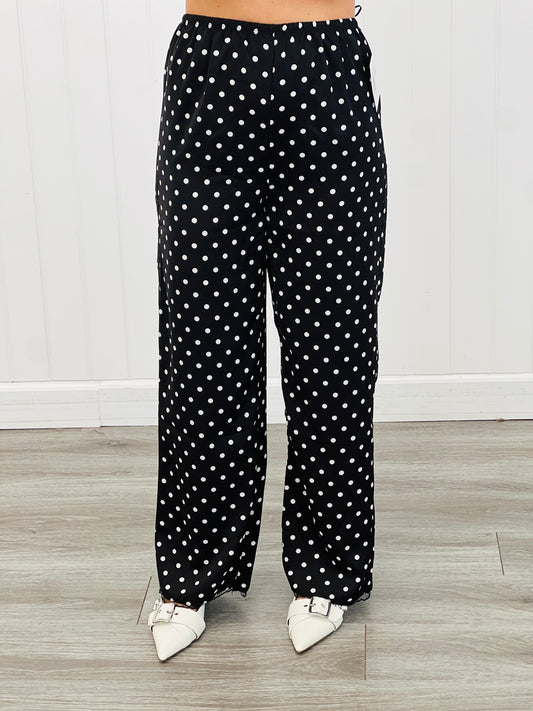 Black Polka Dot Satin Pants (Reg.)