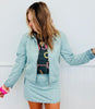 Dusty Blue Stud Detail Zip Up Jacket (Reg & Plus)