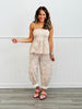 Khaki Floral Print Barrel Pants (Reg & Plus)