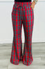 Red Plaid Drawstring Flare Pants (Reg & Plus)
