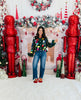 Queen Of Sparkles Dk Green Crochet Christmas Light Feather Sleeve Cardigan (Reg. and Plus)