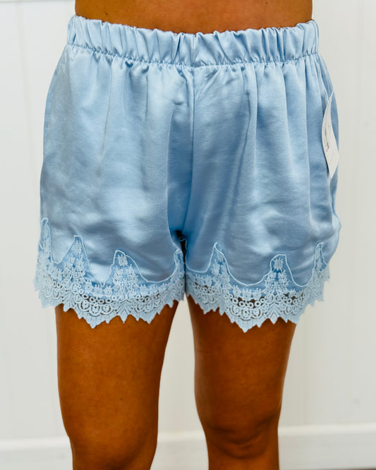 Light Blue Lace Trim Shorts (Reg.)