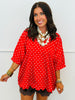 Polka Dot Satin Scallop Trim Top (Reg.) - 2 Colors