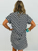 Black Checkered High Low Mini Dress (Reg.)