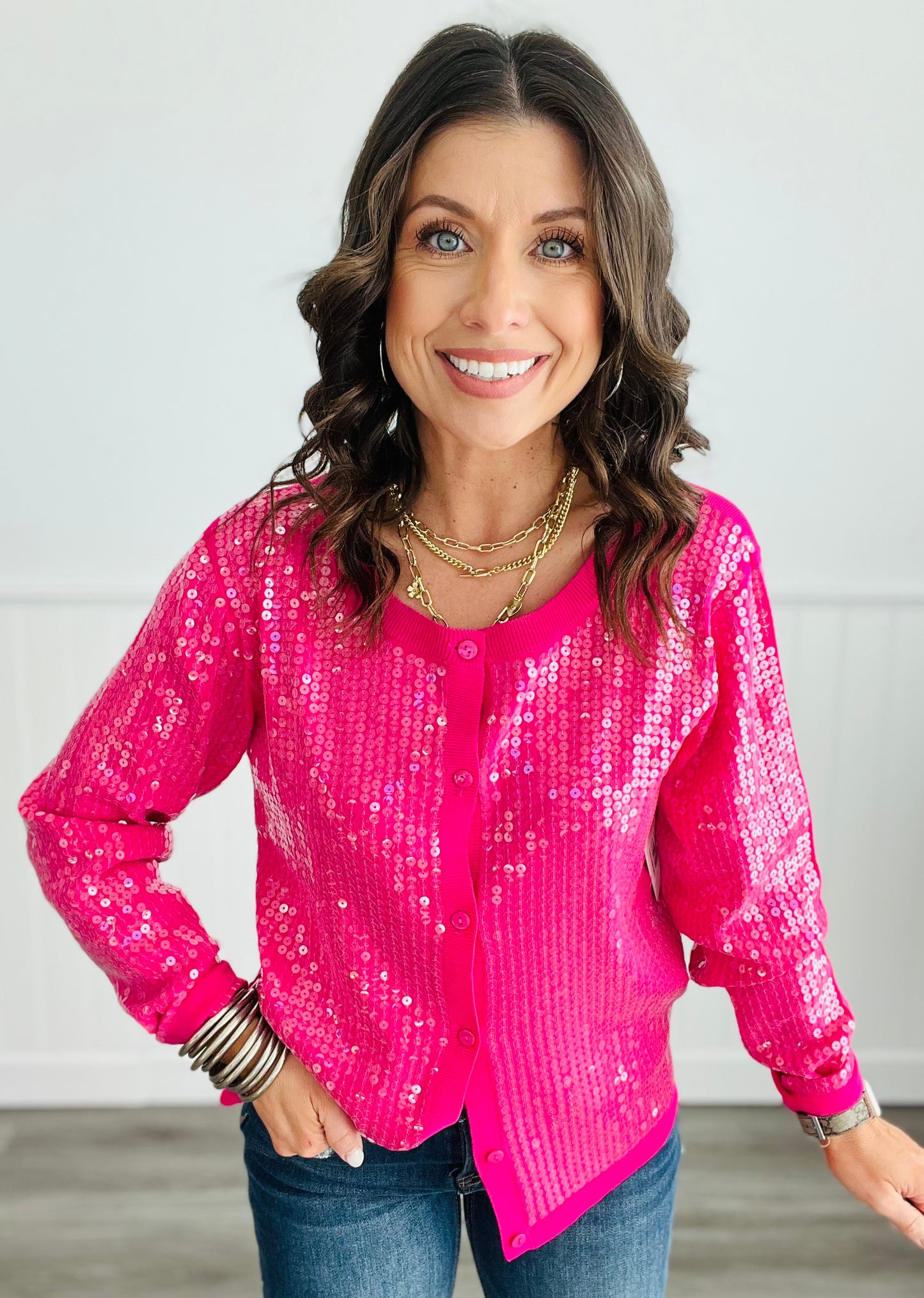 Sparkling Sequin Cardigan Top (Reg)- 4 Colors