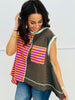 Striped Color Block Sleeveless Top (Reg & Plus)-2 Colors