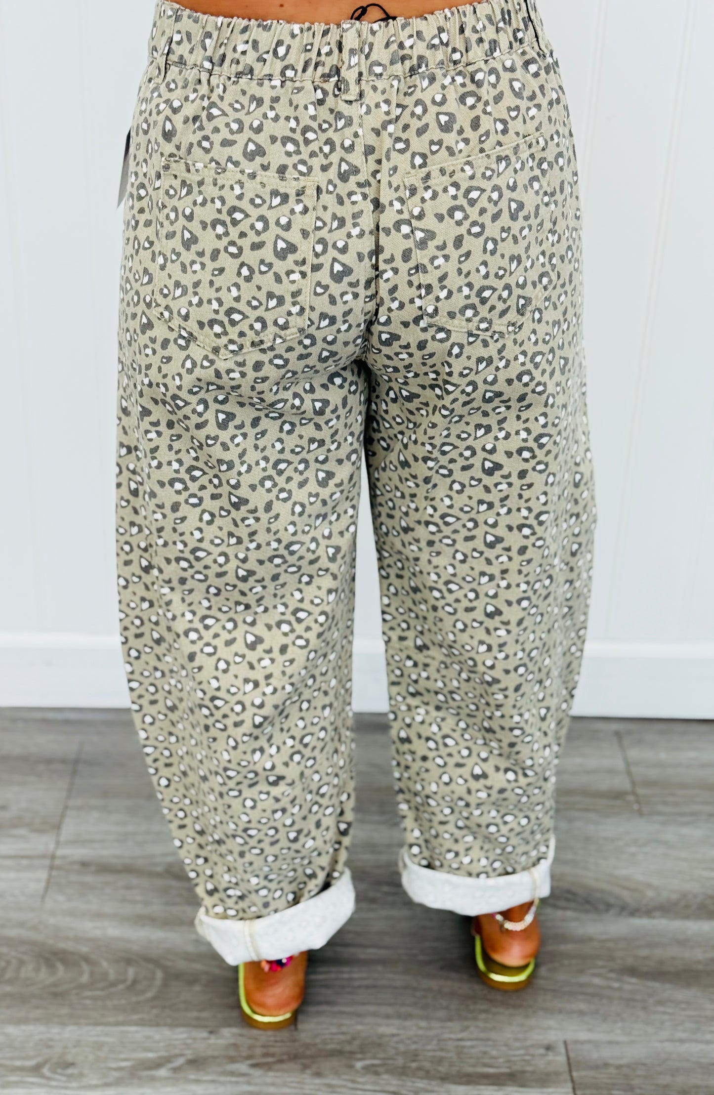 Taupe Grey Animal Print Barrel Pants (Reg.)