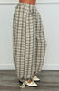 Cream Plaid Balloon Pants (Reg.)