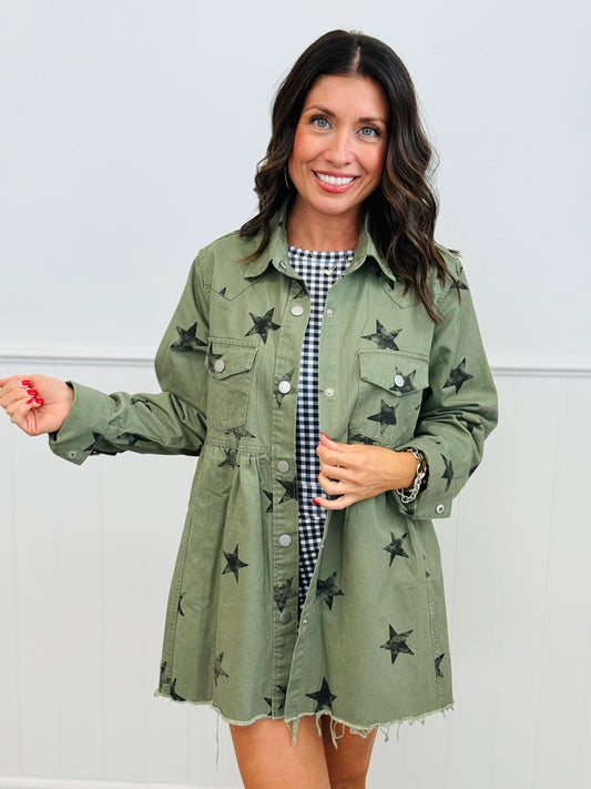 Olive Star Print Babydoll Jacket (Reg.)