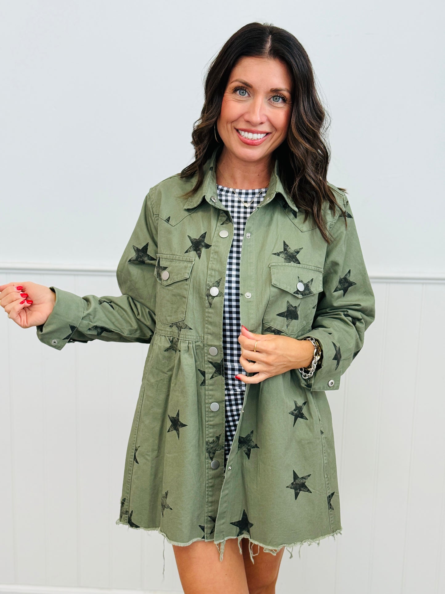 Olive Star Print Babydoll Jacket (Reg.)