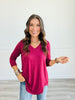 Solid V-Neck Mid Sleeve Top (Reg. & Plus)- 13 Colors