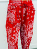 Red Bandana Print Utility Barrel Pants (Reg.)