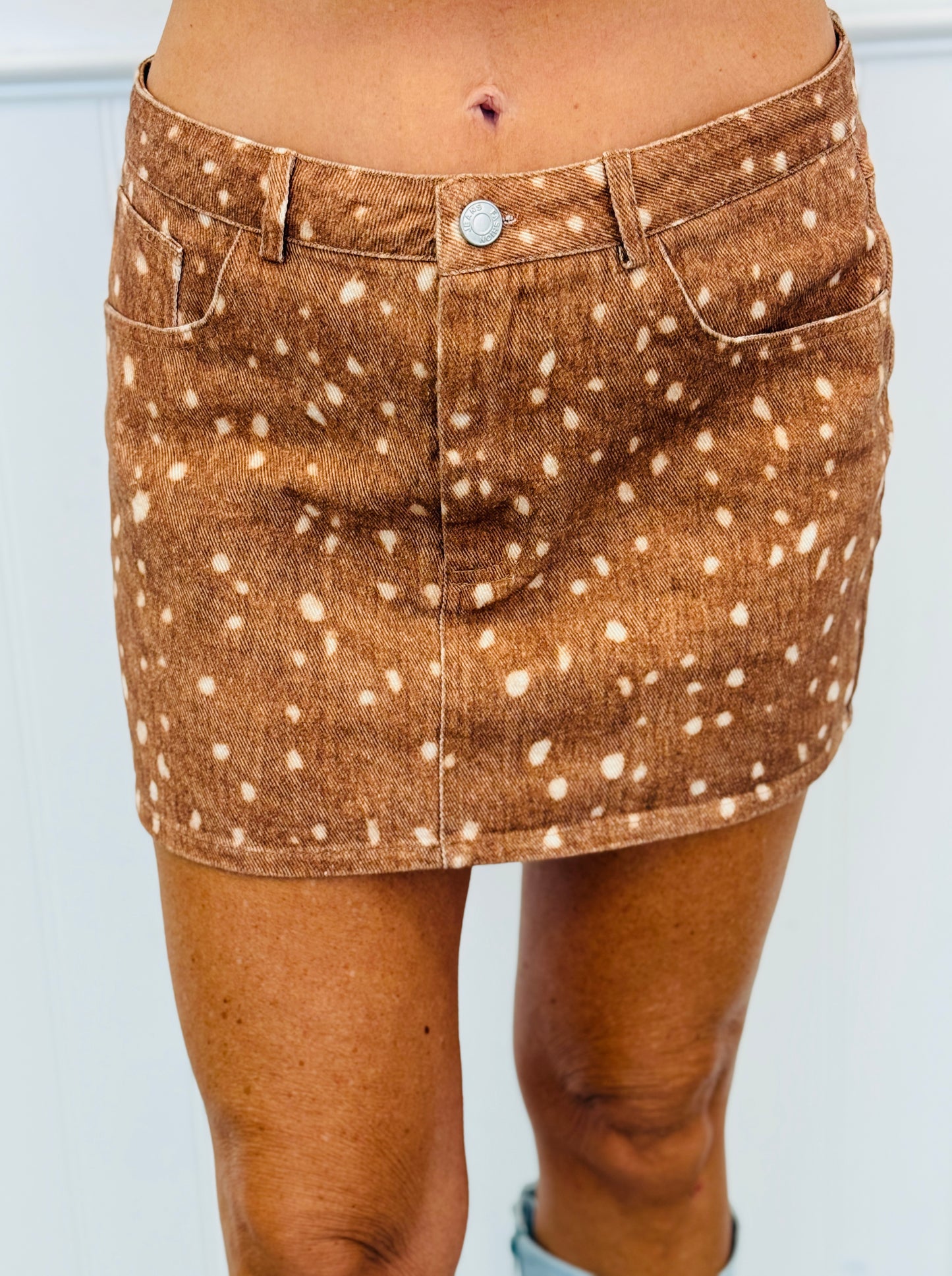 Taupe Mix Dot Print Jacket & Mini Skirt Set (Reg.)