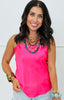 Scallop Trim Satin Cami Top (Reg.) - 6 Colors