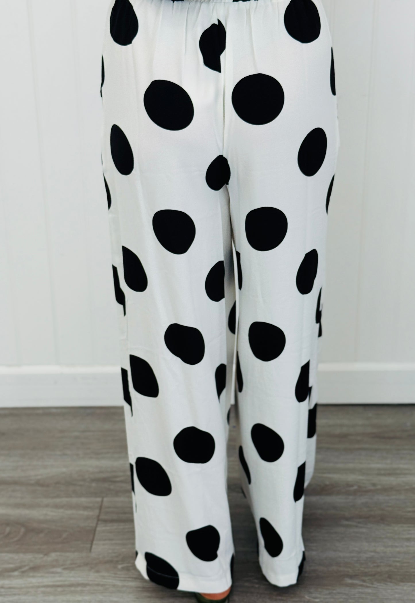 White/Black Polka Dot Top & Pants Set (Reg & Plus)