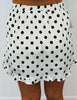White/Black Polka Dot Ruffle Hem Mini Skort (Reg.)