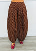 Brown Polka Dot Pleated Balloon Pants (Reg & Plus)