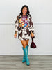 Suede Cow Print Jacket & Mini Skirt Set (Reg.)