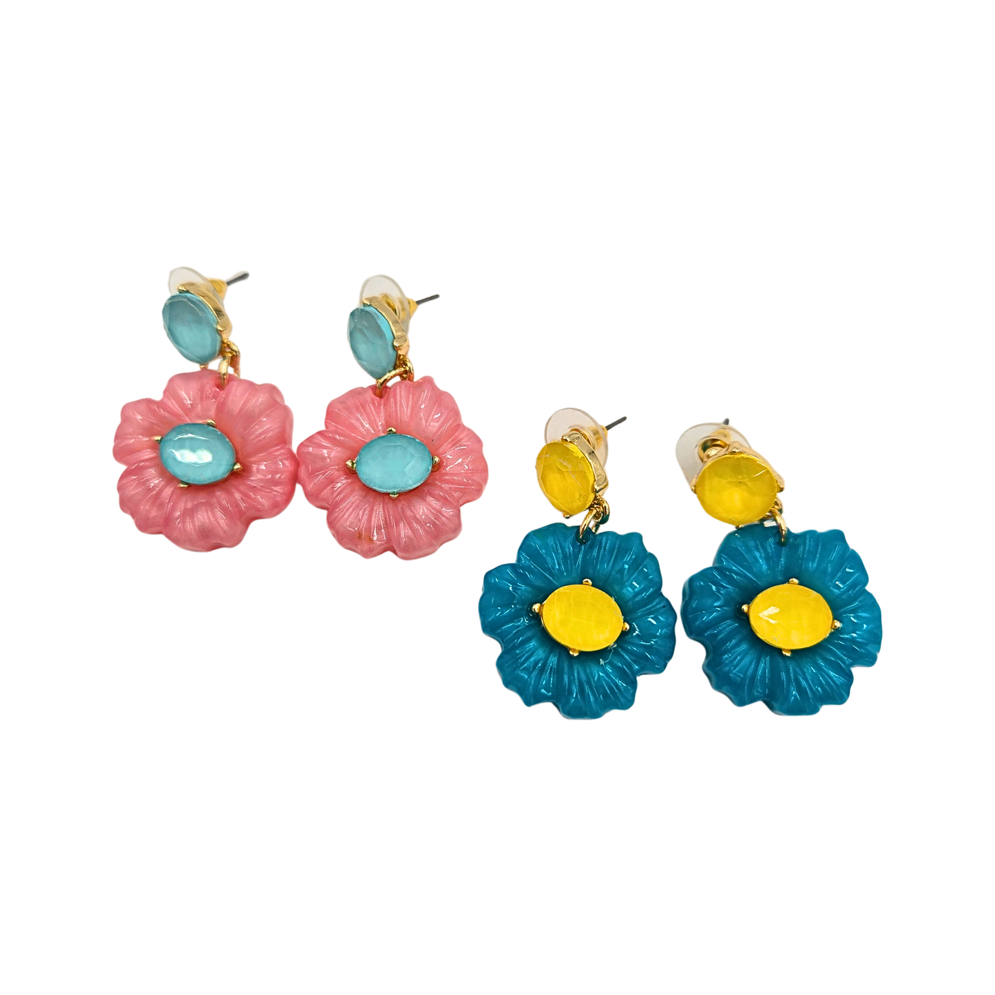 Resin Flower Drop Earrings