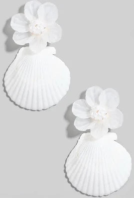 Flower and Sea Shell Earrings