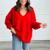 V-Neck Drop Shoulder Sweater (Reg. and Plus) - 4 Colors