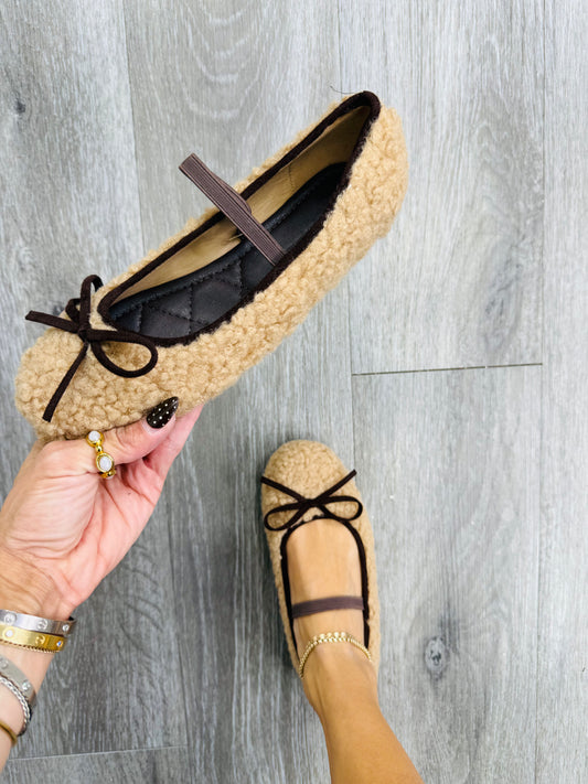 Beige Teddy Belle Ballet Flats