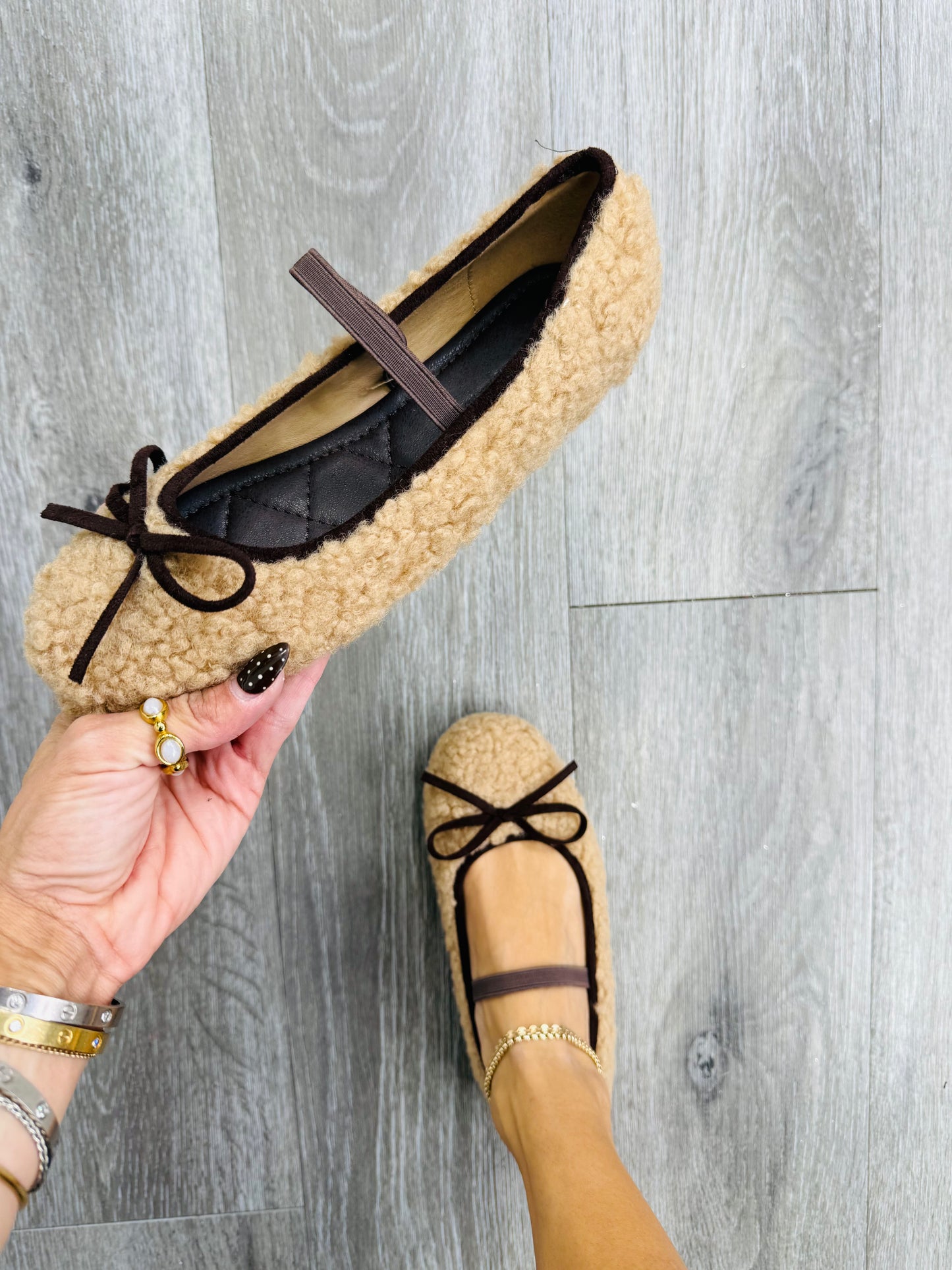 Beige Teddy Belle Ballet Flats