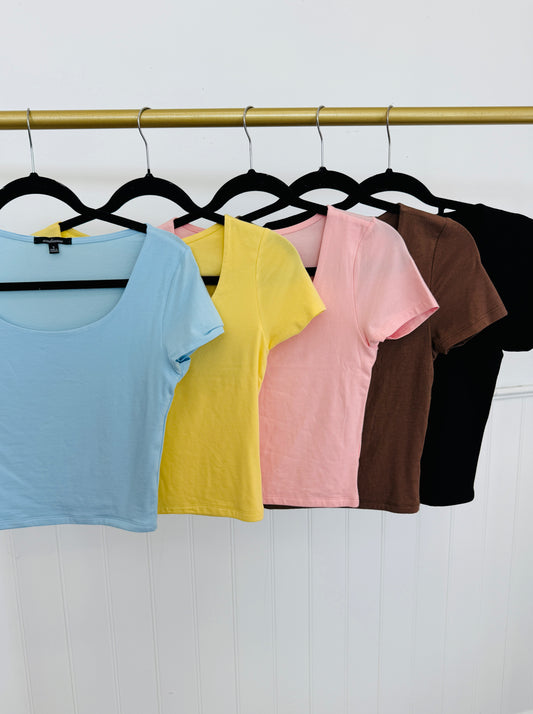 Scoop Neck Short Sleeve Top (Reg.) - 5 Colors