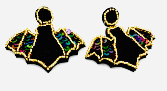 Beaded Flying Bat Earrings