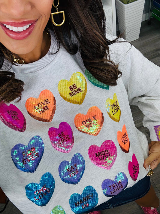 Queen Of Sparkles Light Grey Sweetheart Sweatshirt (Reg. and Plus)