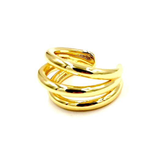 The Triple Banded Earring Cuff - Gold