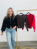 Puff Sleeve Flower Button Sweater Cardigan (Reg.)-3 Colors