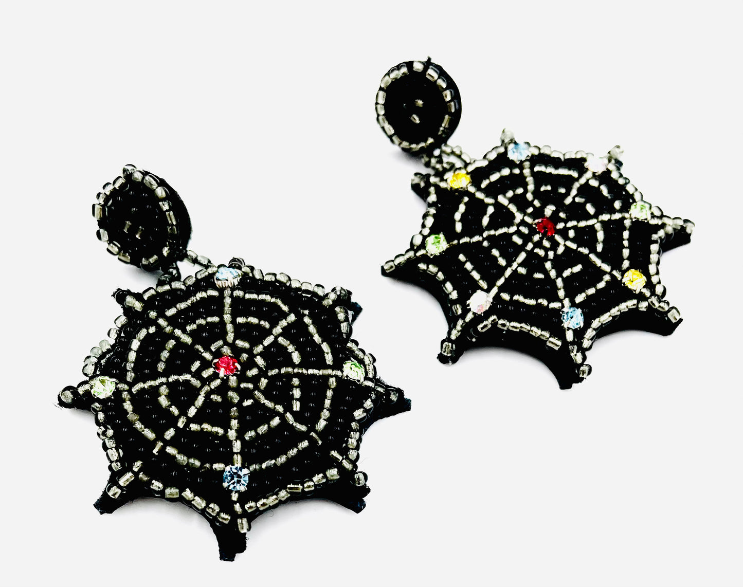 Beaded Spider Web Earrings