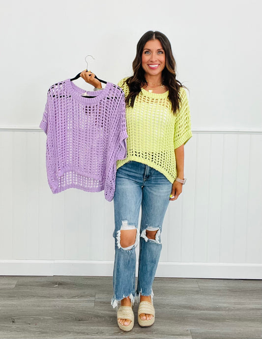 Claire Fishnet Sweater Top (Reg)-2 Colors