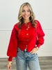 Puff Sleeve Flower Button Sweater Cardigan (Reg.)-3 Colors