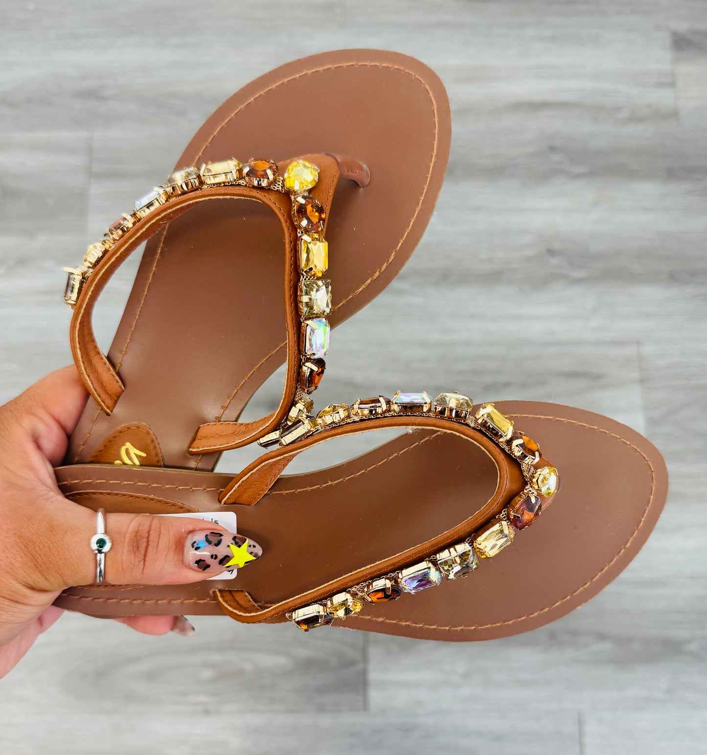 Tan Jewel Tide Sandals