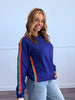 Royal Contrast Stripe Long Sleeve Sweater (Reg.)