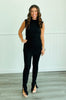 Black Ruched Top & Pant Set (Reg)