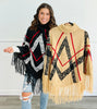 Plaid Fringe Turtleneck Poncho (Reg.)- 2 Colors