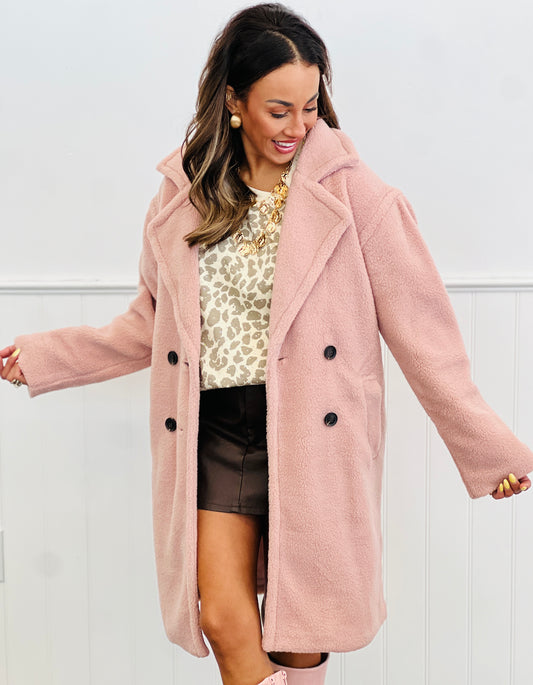 Mauve Double Button Midi Coat (Reg.)