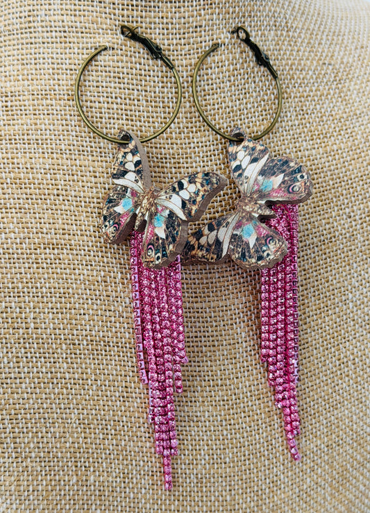 Gypsy South - Pink Jeweled Butterfly Earrings