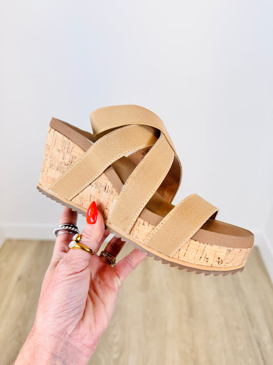 Camel Work It Wedge Sandals